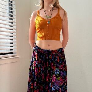 Aerie Orange Ribbed Sleeveless Crop Tank